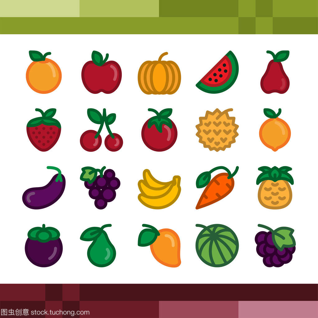 水果的图标集,矢量图